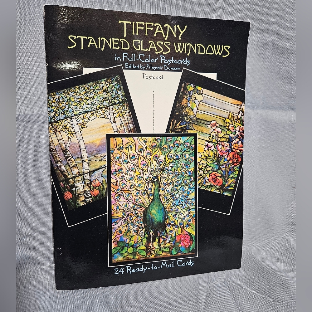 Tiffany Stained Glass Windows Vintage Rare 1987 Postcard Coffee Table Book